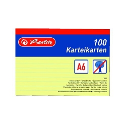 Herlitz - Karty do kartotéky A6, žlté, linka
