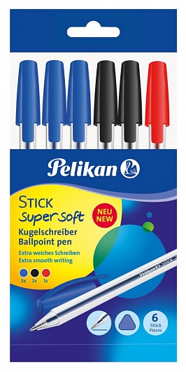 Pelikan - Pero guličkové  STICK supersoft,6ks,mix