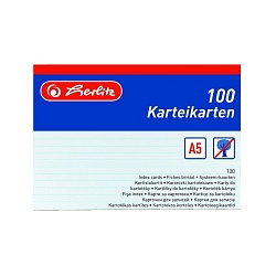 Herlitz - Karty do kartotéky A5, biele, linka