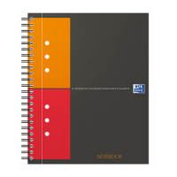 Blok špirálový Oxford International Notebook A5+/80 listov, štvorčekový, sivý