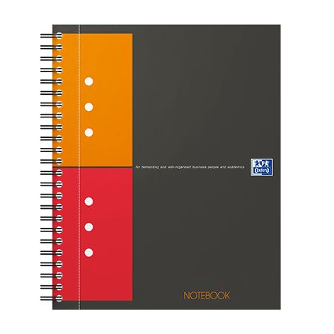 Oxford - Blok špirálový Oxford International Notebook A5+/80 listov, štvorčekový, sivý