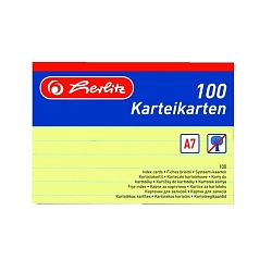 Herlitz - Karty do kartotéky A7, žlté, linka