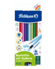 Pelikan - Pastelky s gumou,12ks,šesťhr.